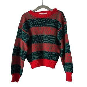 Christopher Rand Kids Sweater Size 5-6 Red Green Blue Striped Knit Pullover